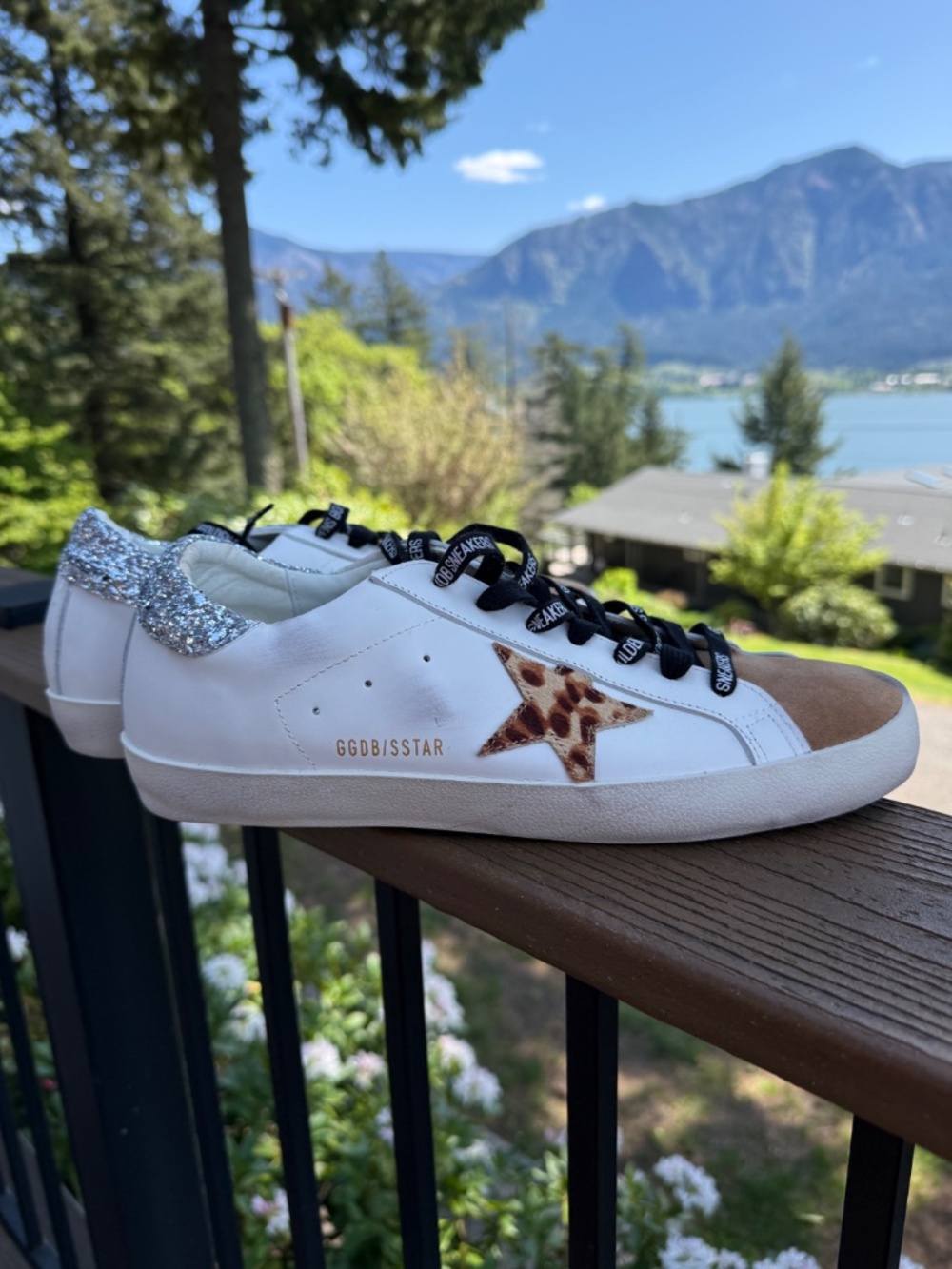Women's Golden Goose Super-Star Size 12 with leopard print